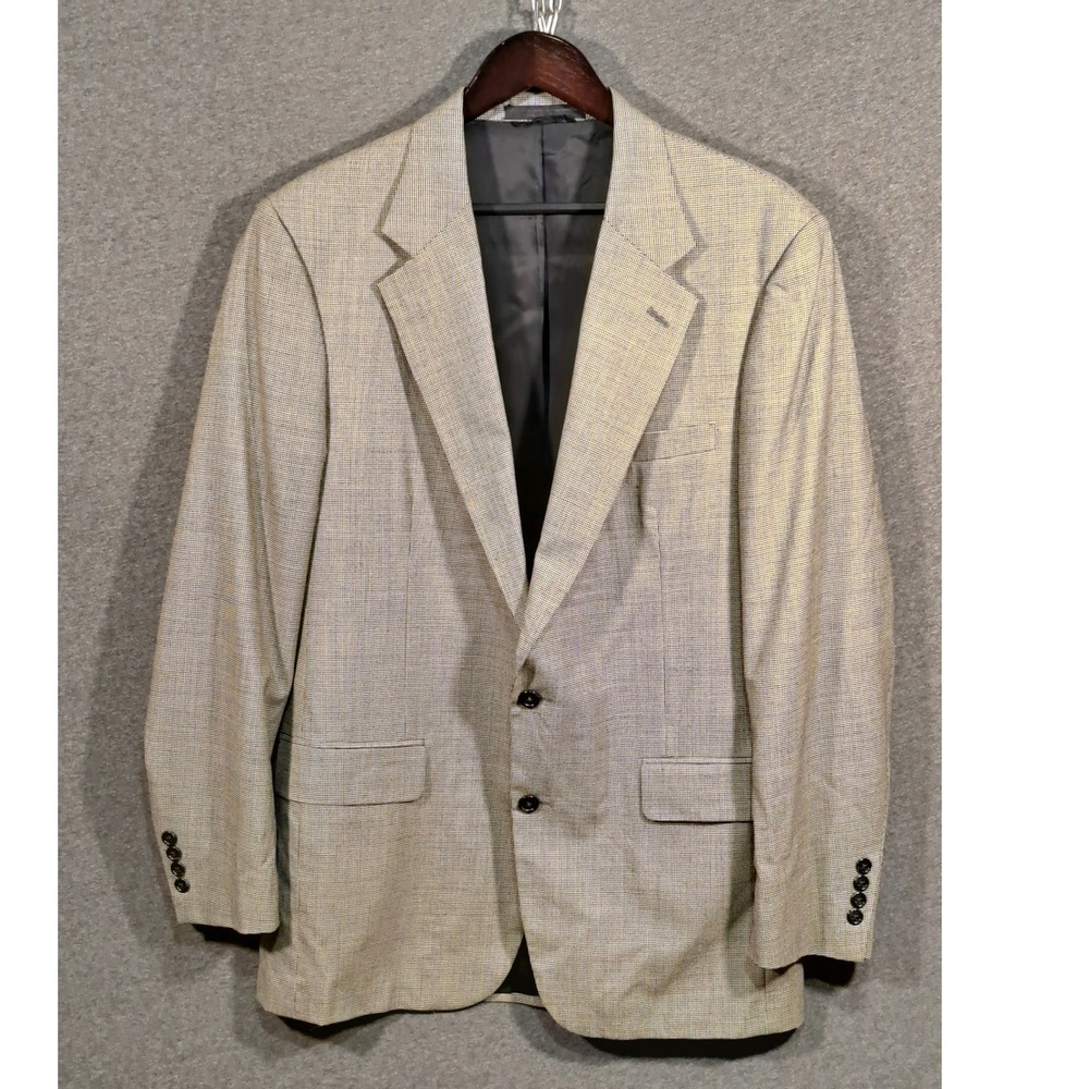 Gerald Austin Bond Street London Men Black White Wool Houndstooth Sport Coat 40R